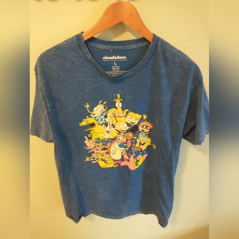 Nickelodeon Blue Acid-Wash T-Shirt